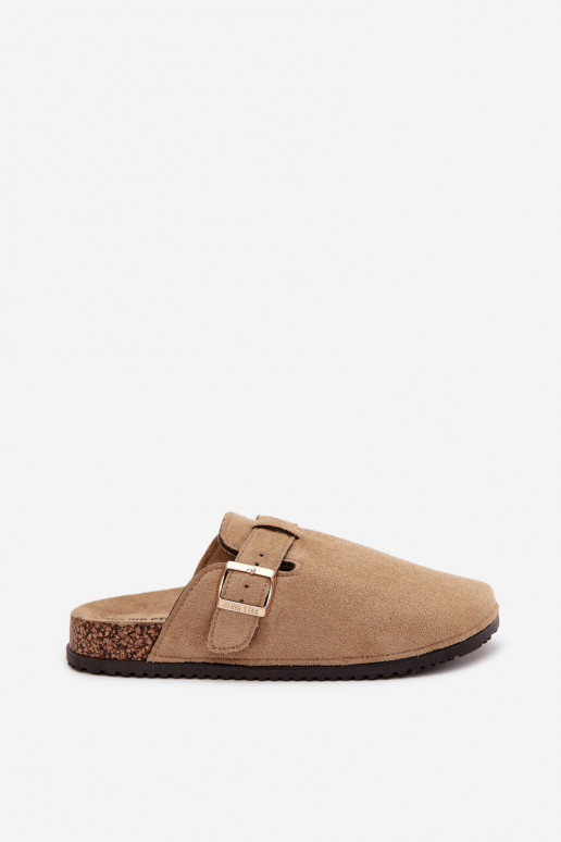 Hausschuhe Verstopfungen Feminin mit einer Plattform mit goldenen Schnallen Big Star SS274738 Beige