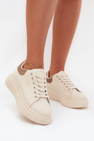 Sneakers Stilvollllschuhe Feminin mit einer Plattform Big Star SS274246 elfenbeinfarbe 2