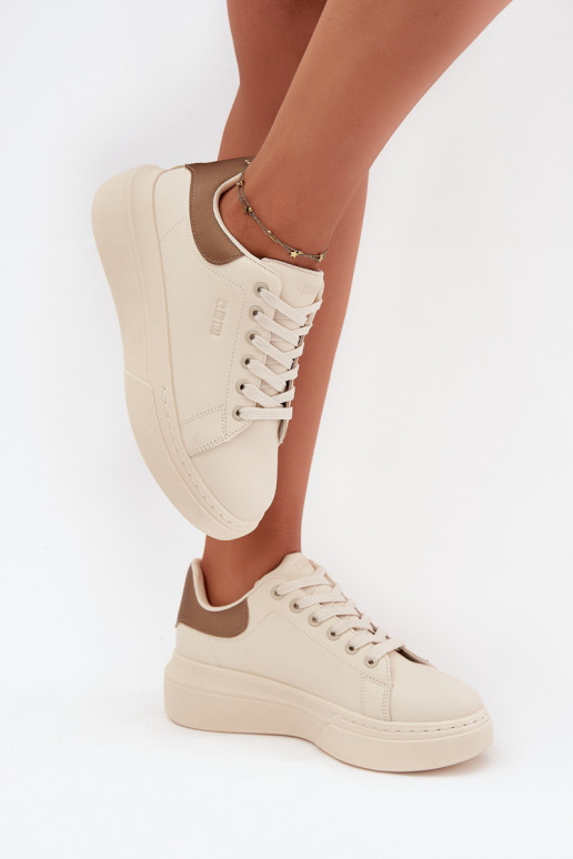 Sneakers Stilvollllschuhe Feminin mit einer Plattform Big Star SS274246 elfenbeinfarbe
