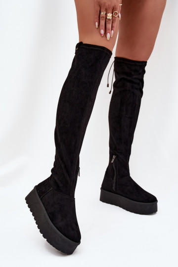 Damen-hohe Stiefel mit Plattform über das Knie Big Star SS274264 in Schwarz 2