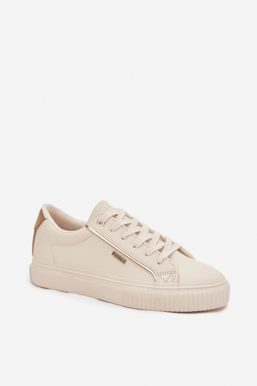 Feminin Sneakers Stilvollllschuhe aus Öko-Leder Big Star SS274027 Beige-goldene Farbe