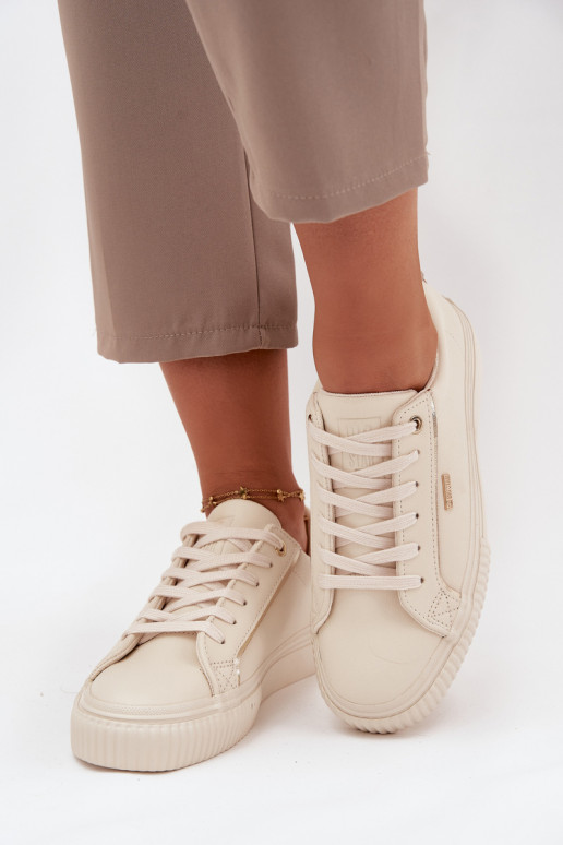 Feminin Sneakers Stilvollllschuhe aus Öko-Leder Big Star SS274027 Beige-goldene Farbe