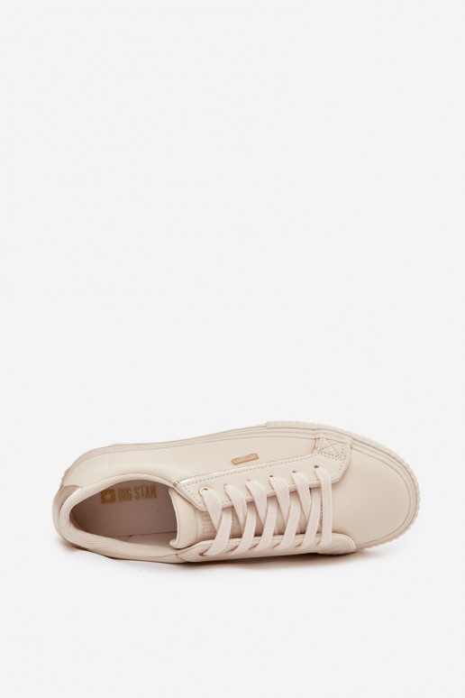 Feminin Sneakers Stilvollllschuhe aus Öko-Leder Big Star SS274027 Beige-goldene Farbe