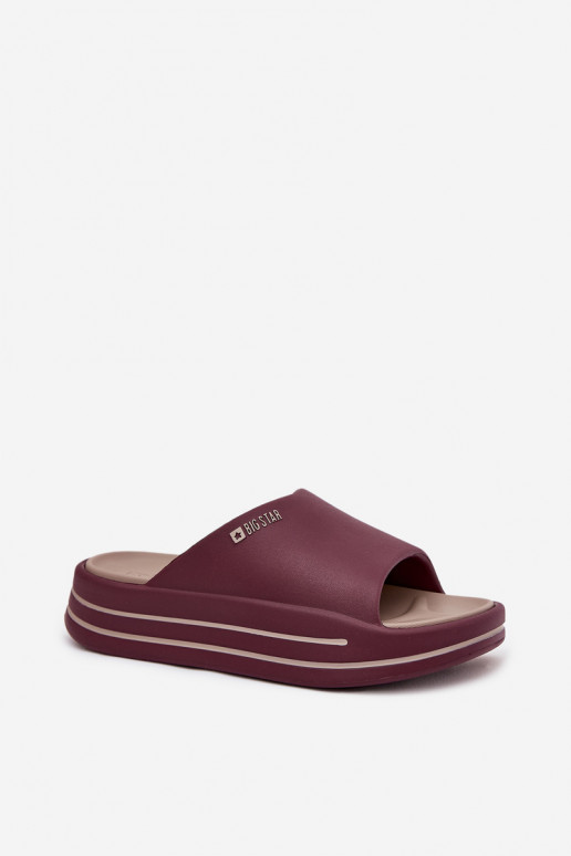 Damenhausschuhe mit einer Plattform Big Star SS274425 Burgund