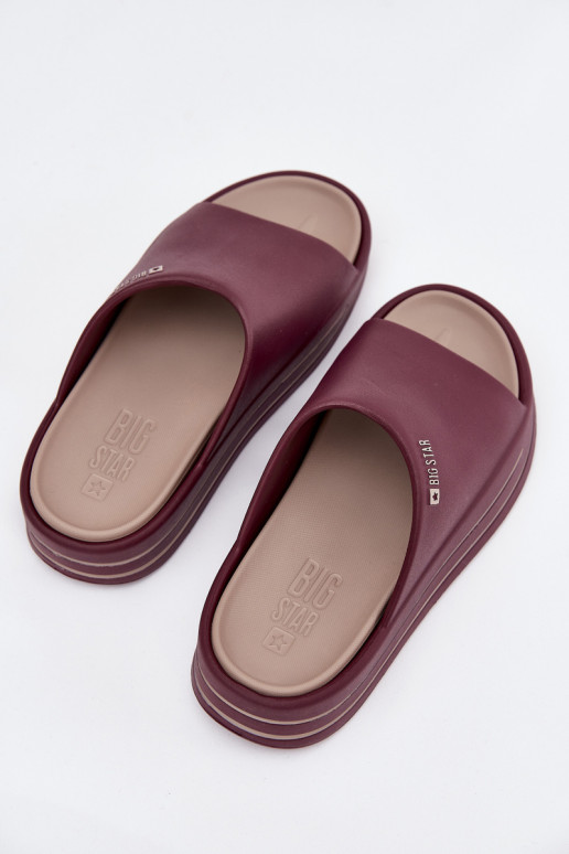 Damenhausschuhe mit einer Plattform Big Star SS274425 Burgund