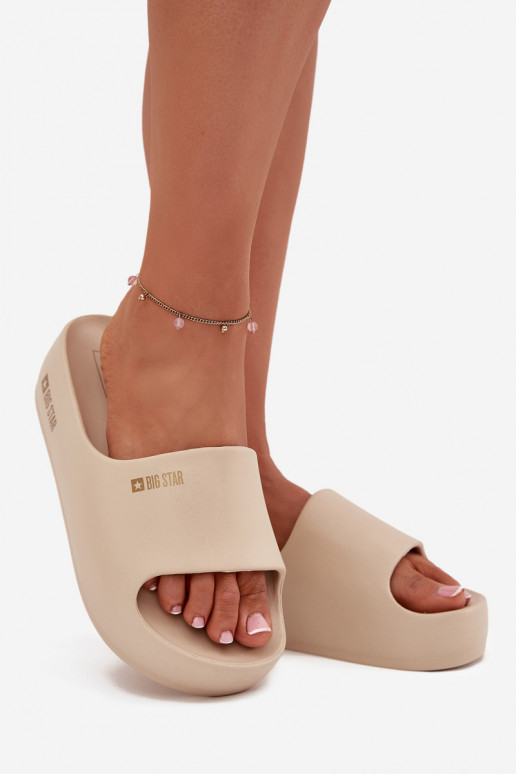 Damenhausschuhe Leichte Hausschuhe mit einer Plattform Big Star SS274722 Beige