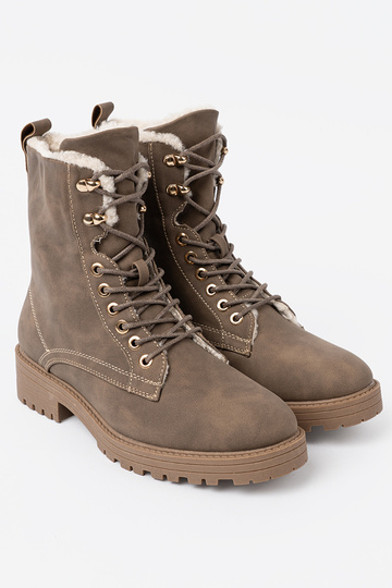 Stilvoll Stiefel dunkelBeige z grubą podeszZuą