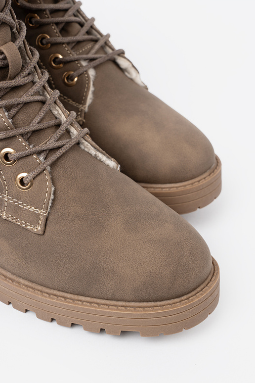 Stilvoll Stiefel dunkelBeige z grubą podeszZuą