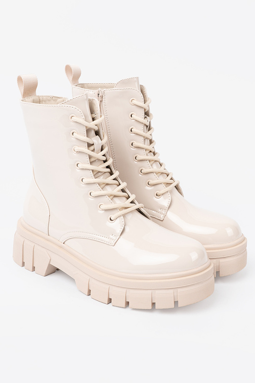 Stilvoll hohe Reitstiefel lackiert Zu odcieniu hellBeigem