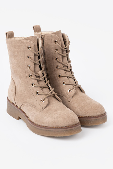 Stilvoll Beige hohe Reitstiefel z okrągłym noskiem