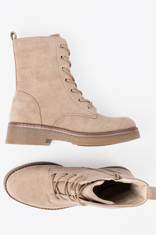 Stilvoll Beige hohe Reitstiefel z okrągłym noskiem