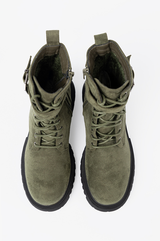 Khaki-Farbe-Farbe hohe Reitstiefel z grubą podeszZuą i Schnürsenkelm