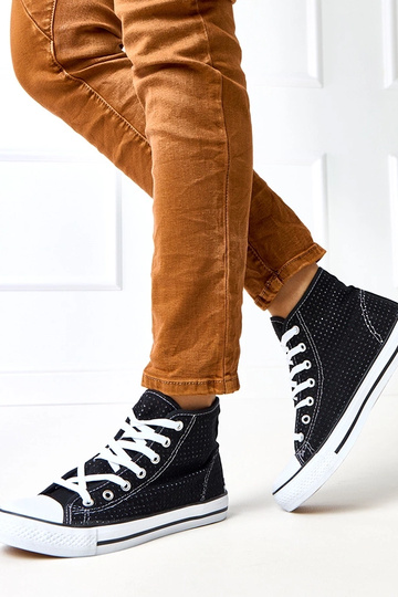 Schwarze hohe Sneakers mit Lochmuster "Taris"