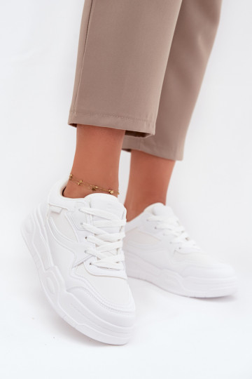 Damen weiße Sneakers im Stil von Big Star SS274590 HI-POLY SYSTEM mit Plattform