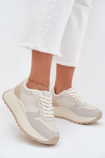 sich Zuarm laufen Sneakers Stilvollllschuhe Feminin mit einer Plattform Big Star SS274008 HI-POLY SYSTEM elfenbeinfarbe 2