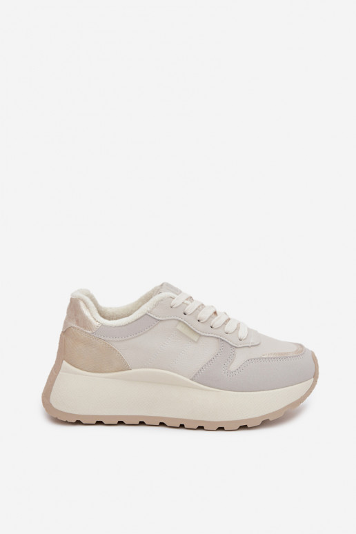 sich Zuarm laufen Sneakers Stilvollllschuhe Feminin mit einer Plattform Big Star SS274008 HI-POLY SYSTEM elfenbeinfarbe