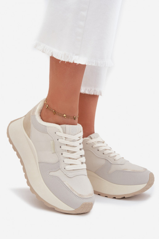 sich Zuarm laufen Sneakers Stilvollllschuhe Feminin mit einer Plattform Big Star SS274008 HI-POLY SYSTEM elfenbeinfarbe