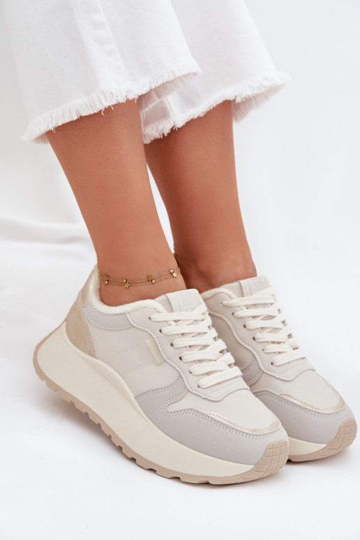 sich Zuarm laufen Sneakers Stilvollllschuhe Feminin mit einer Plattform Big Star SS274008 HI-POLY SYSTEM elfenbeinfarbe