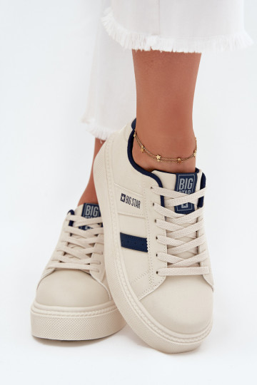 Sneakers Stilvollllschuhe Feminin mit einer Plattform Big Star SS274347 elfenbeinfarbe