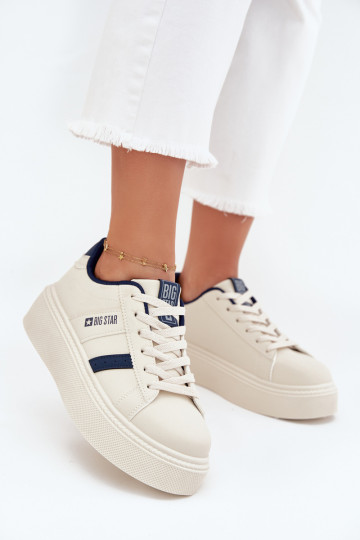 Sneakers Stilvollllschuhe Feminin mit einer Plattform Big Star SS274347 elfenbeinfarbe 2