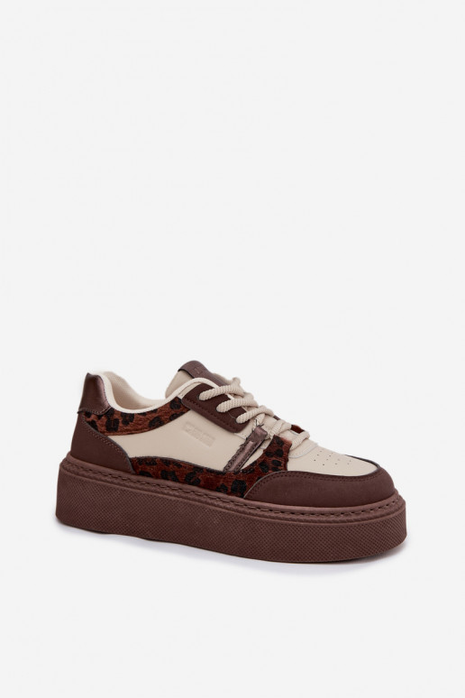 Feminin Sneakers Stilvollllschuhe mit einer Plattform Big Star SS274356 mit Leopardenfellmuster braun-Beige Feminin Sneakers Stilvollllschuhe mit einer Plattform Big Star SS274356 mit Leopardenfellmuster braun-Beige