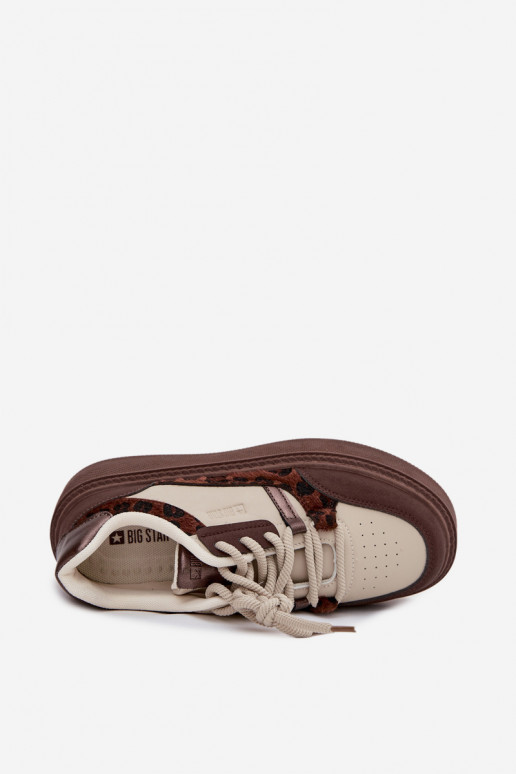 Feminin Sneakers Stilvollllschuhe mit einer Plattform Big Star SS274356 mit Leopardenfellmuster braun-Beige Feminin Sneakers Stilvollllschuhe mit einer Plattform Big Star SS274356 mit Leopardenfellmuster braun-Beige