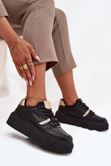 Feminin Sneakers Stilvollllschuhe mit einer Plattform Big Star SS274360 schZuarze Farbe