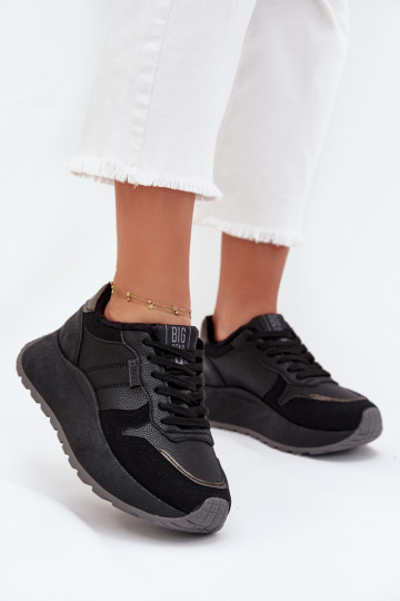 sich Zuarm laufen Sneakers Stilvollllschuhe Feminin mit einer Plattform Big Star SS274007 HI-POLY SYSTEM schZuarze Farbe