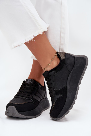 sich Zuarm laufen Sneakers Stilvollllschuhe Feminin mit einer Plattform Big Star SS274007 HI-POLY SYSTEM schZuarze Farbe 2