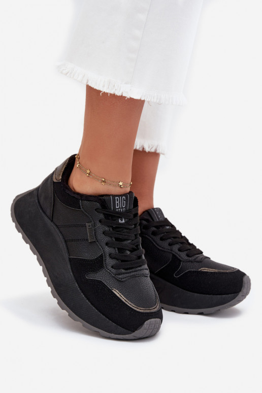 sich Zuarm laufen Sneakers Stilvollllschuhe Feminin mit einer Plattform Big Star SS274007 HI-POLY SYSTEM schZuarze Farbe