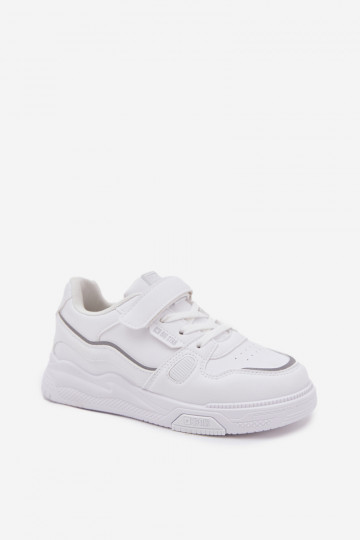 Kinder weiße Sneakers im Stil von Big Star SS374042 mit Klettverschlüssen