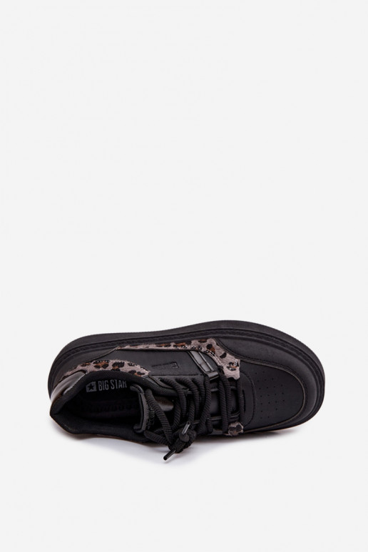 Feminin Sneakers Stilvollllschuhe mit einer Plattform Big Star SS274358 mit Leopardenfellmuster schZuarze Farbe Feminin Sneakers Stilvollllschuhe mit einer Plattform Big Star SS274358 mit Leopardenfellmuster schZuarze Farbe