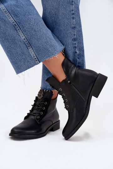 Schuhe mit niedrigem Absatz für Damen mit breiten Absätzen Mit Dekorationen Detalem sich Zuarm laufen schZuarze Farbe Cylira