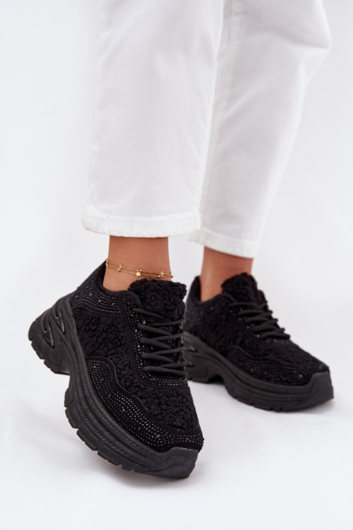 Sneakers Stilvollllschuhe Feminin mit blitzenden Augen und ein Pelzmantel Typu Baranek schZuarze Farbe Zarika Sneakers Stilvollllschuhe Feminin mit blitzenden Augen und ein Pelzmantel Typu Baranek schZuarze Farbe Zarika