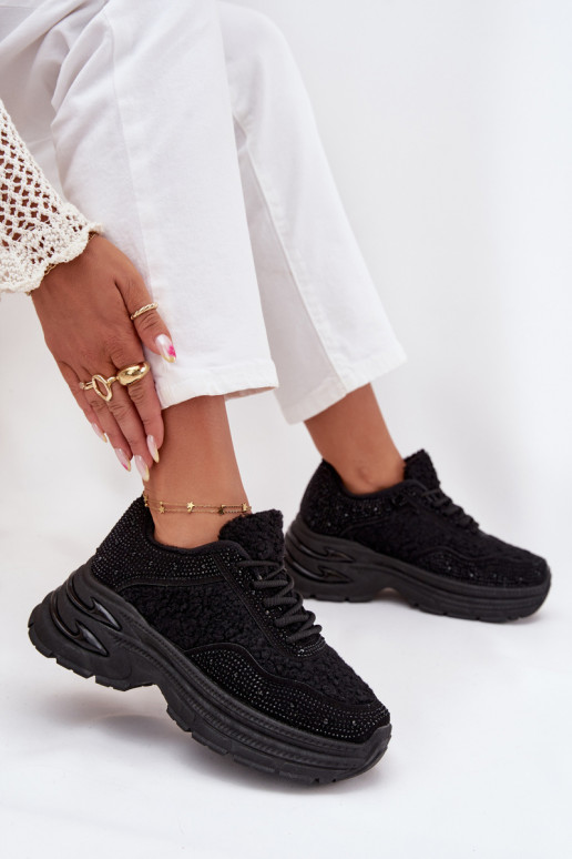 Sneakers Stilvollllschuhe Feminin mit blitzenden Augen und ein Pelzmantel Typu Baranek schZuarze Farbe Zarika Sneakers Stilvollllschuhe Feminin mit blitzenden Augen und ein Pelzmantel Typu Baranek schZuarze Farbe Zarika