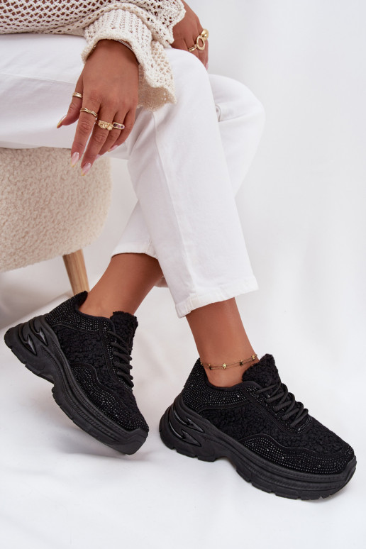 Sneakers Stilvollllschuhe Feminin mit blitzenden Augen und ein Pelzmantel Typu Baranek schZuarze Farbe Zarika Sneakers Stilvollllschuhe Feminin mit blitzenden Augen und ein Pelzmantel Typu Baranek schZuarze Farbe Zarika