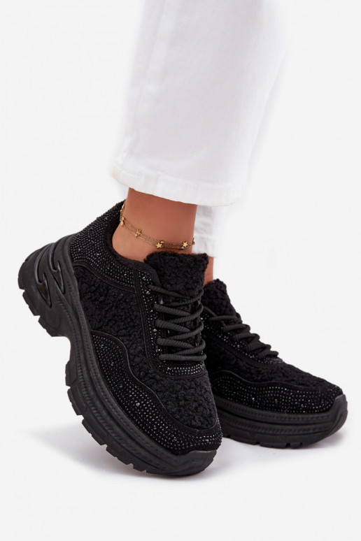 Sneakers Stilvollllschuhe Feminin mit blitzenden Augen und ein Pelzmantel Typu Baranek schZuarze Farbe Zarika Sneakers Stilvollllschuhe Feminin mit blitzenden Augen und ein Pelzmantel Typu Baranek schZuarze Farbe Zarika