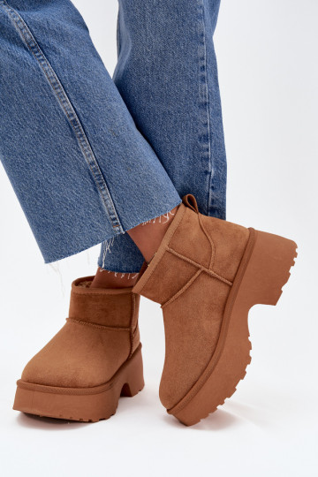Damen flache Schneedstiefel, gefüttert mit Lammfell innen, braun Turivelle 2