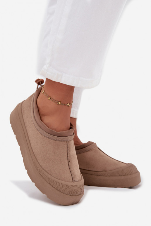 Schneestiefel Feminin mit einer Plattform Mit niedrigem Oberteil Beige Izamine