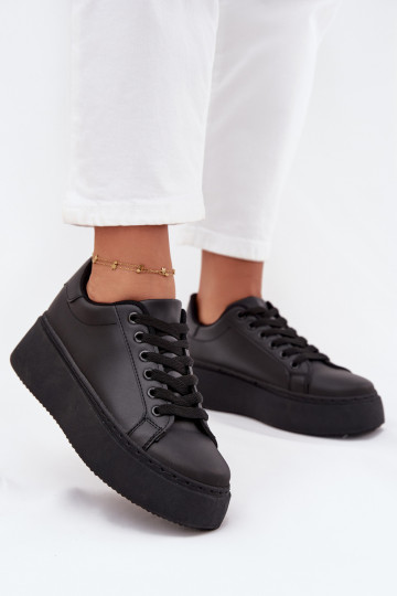 Sneakers Stilvollllschuhe Feminin mit einer Plattform schZuarze Farbe Sallira 2
