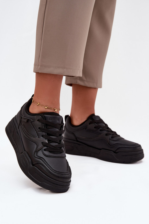 Sneakers Stilvollllschuhe Feminin mit einer Plattform Big Star SS274589 HI-POLY SYSTEM schZuarze Farbe