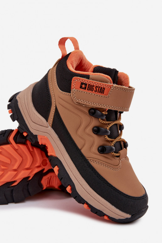 Schuhe Schneestiefel Kindisch mit Klebeverschlüssen Big Star SS374012 braune Farbe