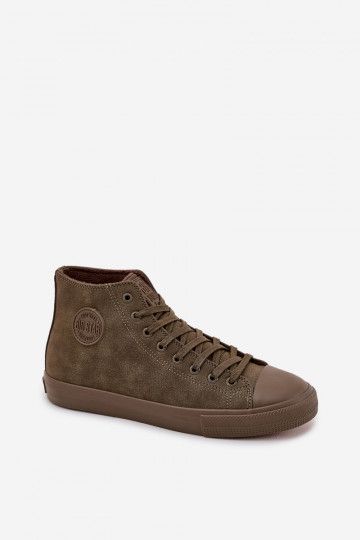 Chaki-farbene warme Herren-Sneaker aus Kunstleder "Big Star OO174250 HI-POLY SYSTEM"