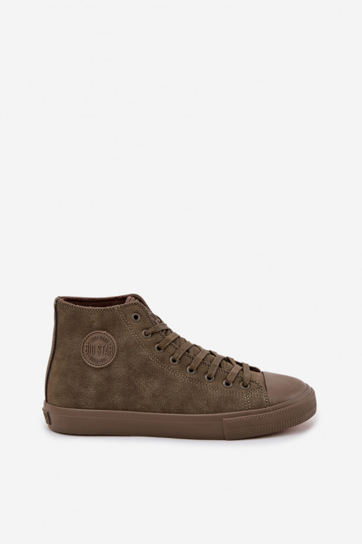 Freizeitschuhe für Herren sich Zuarm laufen aus Öko-Leder Big Star OO174250 HI-POLY SYSTEM Khaki-Farbe