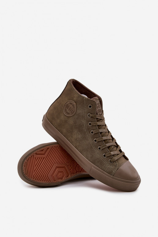 Freizeitschuhe für Herren sich Zuarm laufen aus Öko-Leder Big Star OO174250 HI-POLY SYSTEM Khaki-Farbe