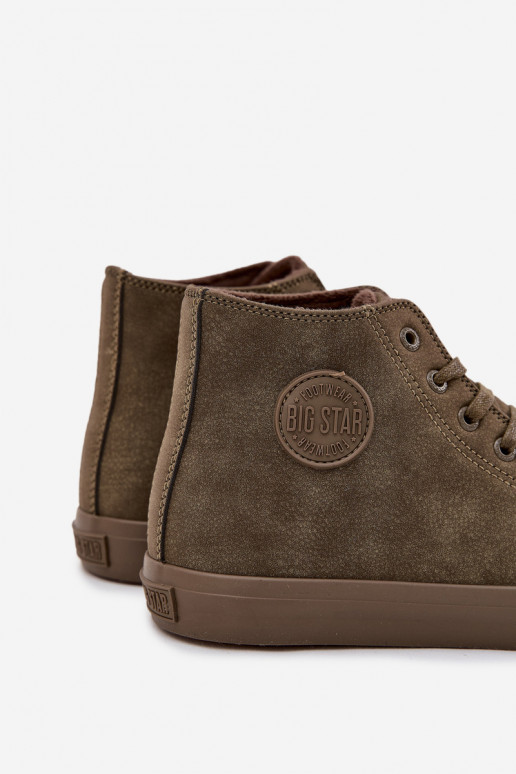 Freizeitschuhe für Herren sich Zuarm laufen aus Öko-Leder Big Star OO174250 HI-POLY SYSTEM Khaki-Farbe
