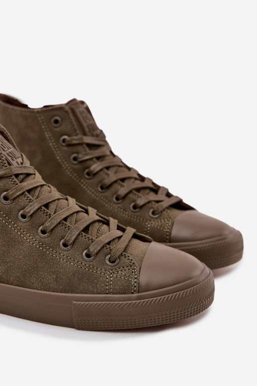 Freizeitschuhe für Herren sich Zuarm laufen aus Öko-Leder Big Star OO174250 HI-POLY SYSTEM Khaki-Farbe