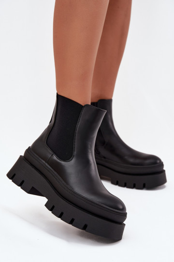 sich Zuarm laufen stylische Stiefel Feminin mit einer Plattform schZuarze Farbe Ismira 2