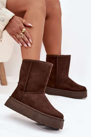 Feminin Schneestiefel mit Pelzmantel CzekoladoZue Abrams