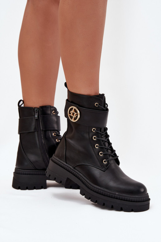 Arbeitsstiefeletten Feminin Ze goldene Farbem Detalem sich Zuarm laufen schZuarze Farbe Fiorena Arbeitsstiefeletten Feminin Ze goldene Farbem Detalem sich Zuarm laufen schZuarze Farbe Fiorena